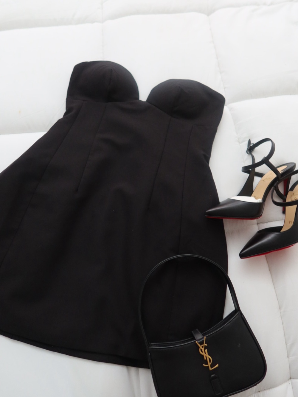 Strapless Black Bustier Mini Dress